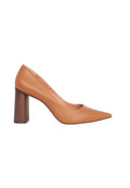 Brown Leather Pumps Plinia – Women’s Block Heel High Heels-0